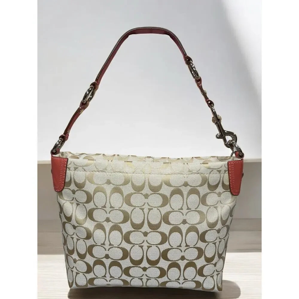 Y2K Coach F16879 Signature Floral Carly Hobo Bag & Corner Zip Wallet